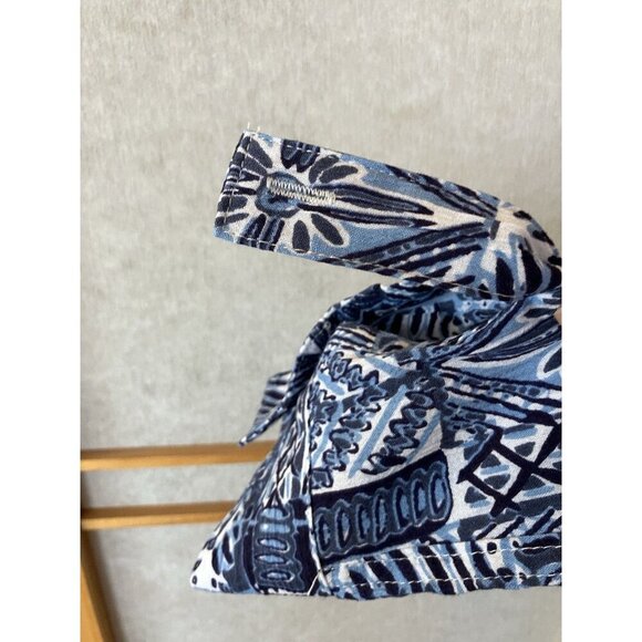 Appleseeds Women’s SM Blue Crinkled Cotton Geometric Print Button Down Shirt NWT - Picture 7 of 12